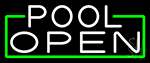 White Open Pool With Green Border Neon Sign