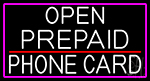 White Open Prepaid Phone Card With Pink Border Neon Sign