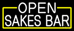White Open Sakes Bar With Blue Border Neon Sign