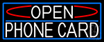 White Phone Cards With Blue Border Neon Sign