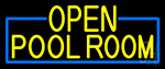 Yellow Open Pool Room With Blue Border Neon Sign