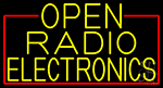 Yellow Open Radio Electronics With Red Border Neon Sign