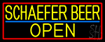 Yellow Schaefer Beer Open With Red Border Neon Sign