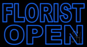Blue Florist Open Neon Sign