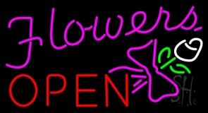 Flowers Open Logo Neon Sign