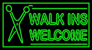 Green Walk Ins Welcome With Scissor Neon Sign