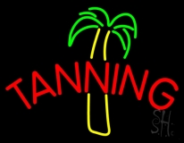 Tanning With Palm Tree Neon Sign