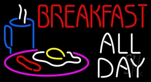 Breakfast All Day Logo Neon Sign