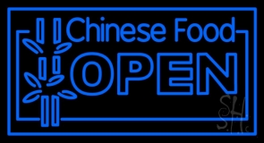 Blue Chinese Food Open Neon Sign
