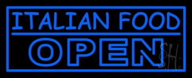 Blue Italian Food Open Neon Sign