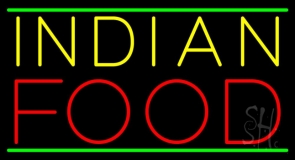Indian Food Green Lines Neon Sign