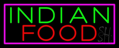 Indian Food With Pink Border Neon Sign