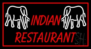 Indian Restaurant With Elephants Logo Neon Sign