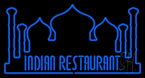 Indian Restaurant With Taj Mahal Logo Neon Sign