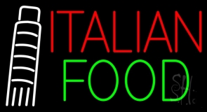 Italian Food With Leaning Tower Logo Neon Sign