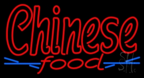 Red Chinese Food With Chopsticks Neon Sign