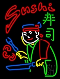 Double Stroke Red Sushi Chef Logo Neon Sign