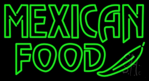 Green Mexican Food Neon Sign