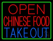 Open Chinese Food Take Out Neon Sign