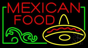 Red Block Mexican Food Neon Sign