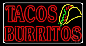 Red Tacos Burritos Neon Sign