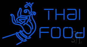 Blue Thai Food Logo Neon Sign