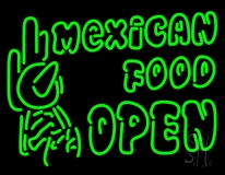 Double Stroke Mexican Food Open Neon Sign