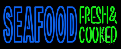 Seafood Fresh And Cooked Neon Sign