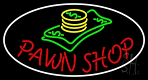 Oval Pawn Shop Neon Sign