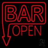 Bar Open With Arrow Red Neon Sign