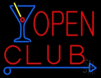 Club With Martini Glass Open Neon Sign