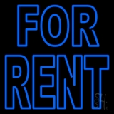 Double Stroke Blue For Rent Neon Sign