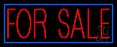 Red For Sale Blue Border Neon Sign