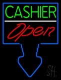 Blue Arrow Cashier Open Neon Sign