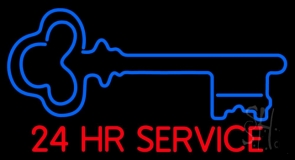 Key Logo 24hr Service Neon Sign