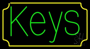 Green Keys Yellow Border Neon Sign
