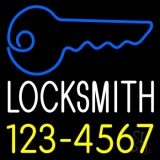 Locksmith Key Logo With Number 1 Neon Sign