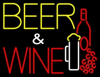 Beer And Wine With Bottle Neon Sign