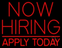 Now Hiring Apply Today Neon Sign