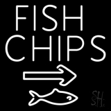 White Fish And Chips With Arrow Neon Sign