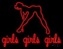 Girls Girls Girls Strip Club Neon Sign