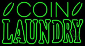 Green Coin Laundry Neon Sign