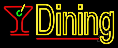Dining With Martini Glass 2 Neon Sign