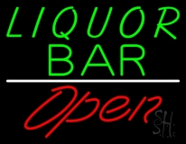 Liquor Bar Open 2 Neon Sign