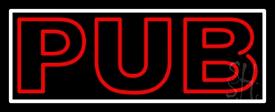 Double Stroke Red Pub With White Border Neon Sign