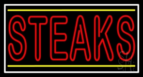 Double Stroke Red Steaks Neon Sign