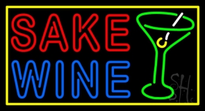 Double Stroke Sake Wine With Glass 1 Neon Sign