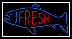 Fresh Fish Logo With White Border Neon Sign