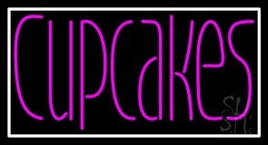 Pink Cupcakes With White Border Neon Sign