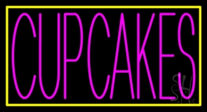 Pink Cupcakes With Yellow Border Neon Sign